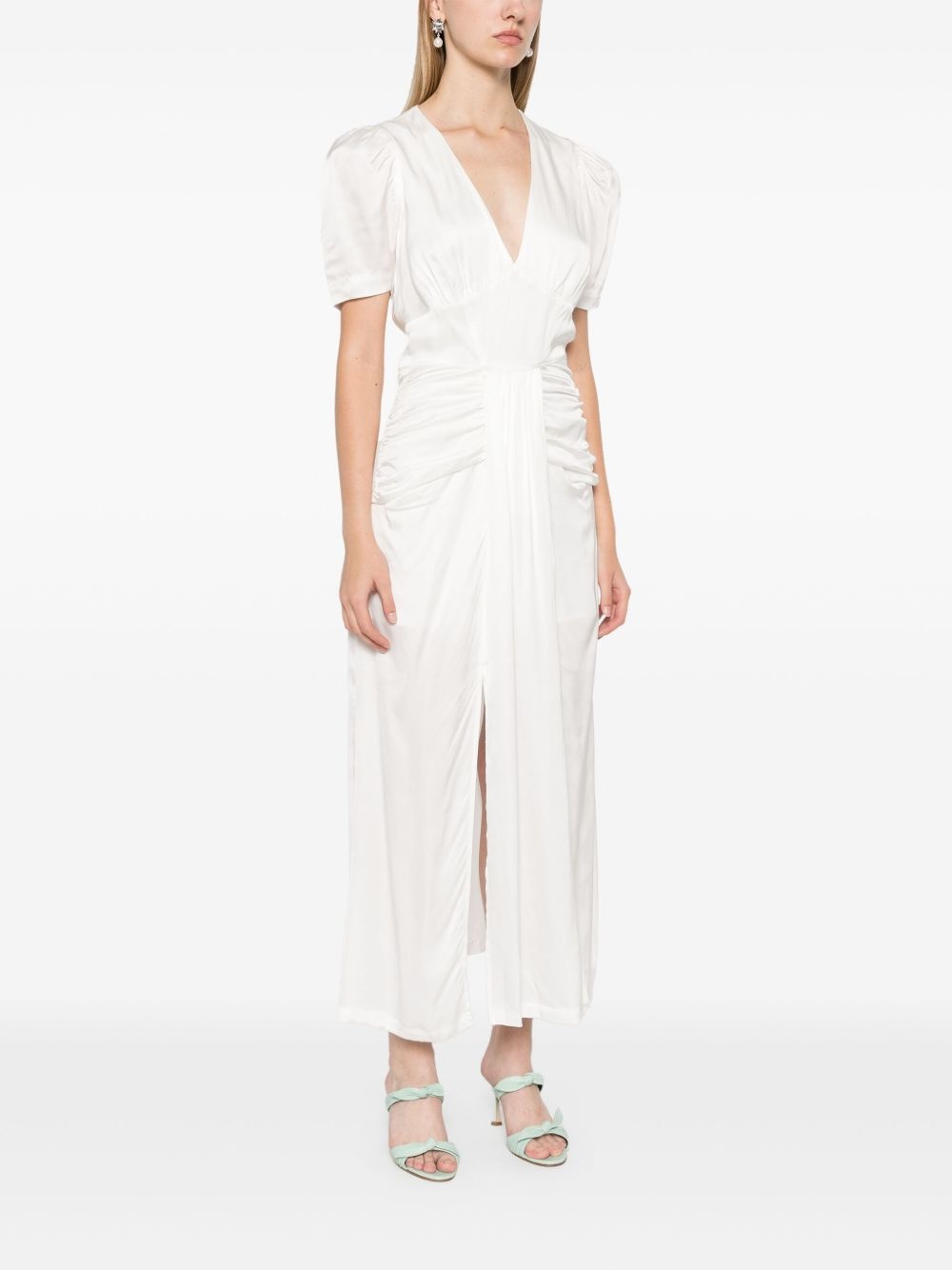 satin V-neck midi dress - 3
