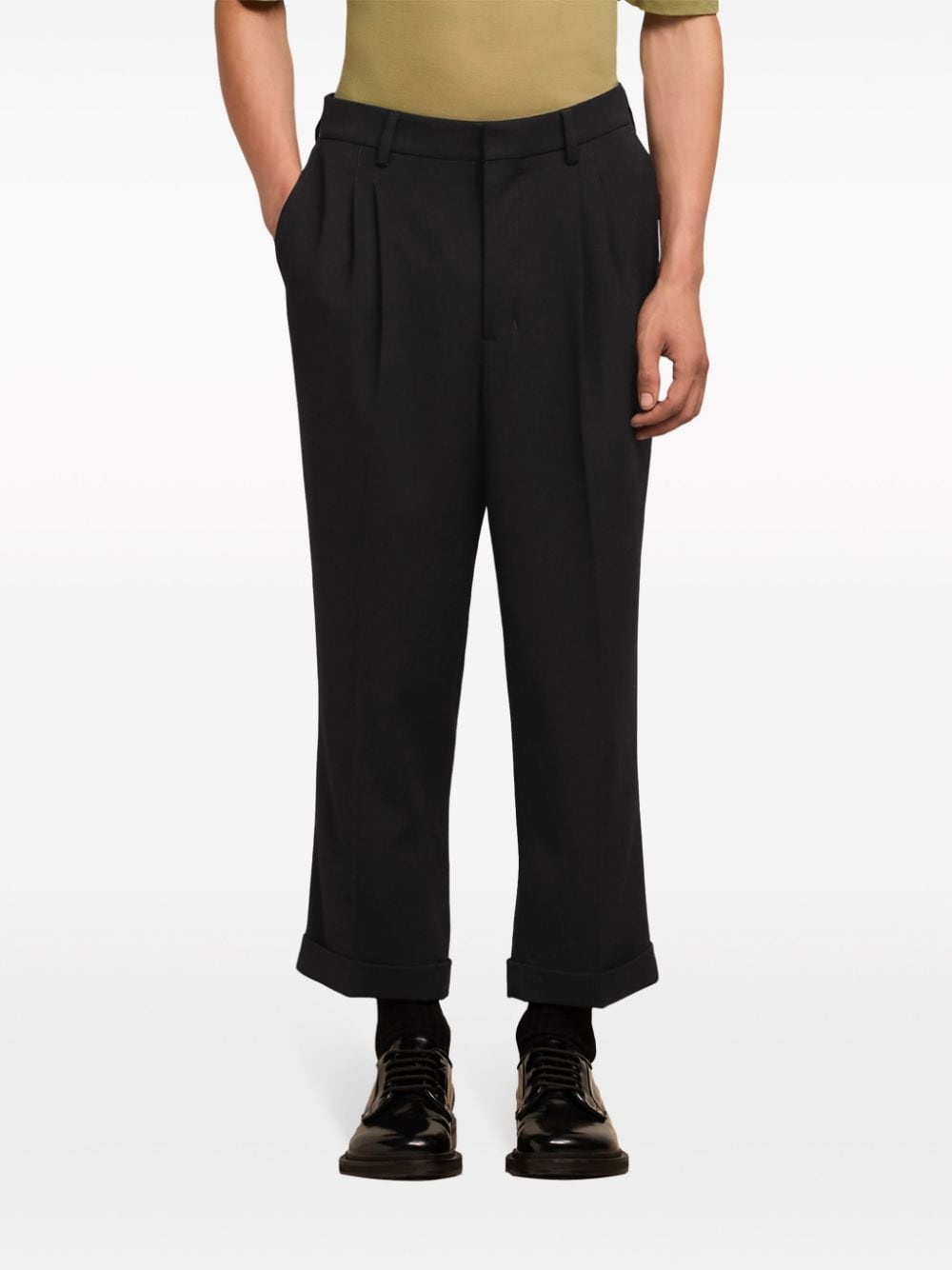 pressed-crease pleated tapered trousers - 5