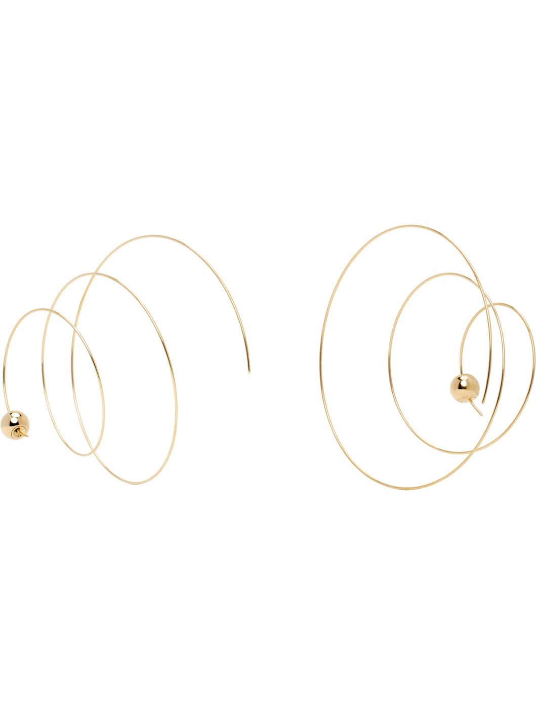 Gold Thin Spiral Earrings - 2