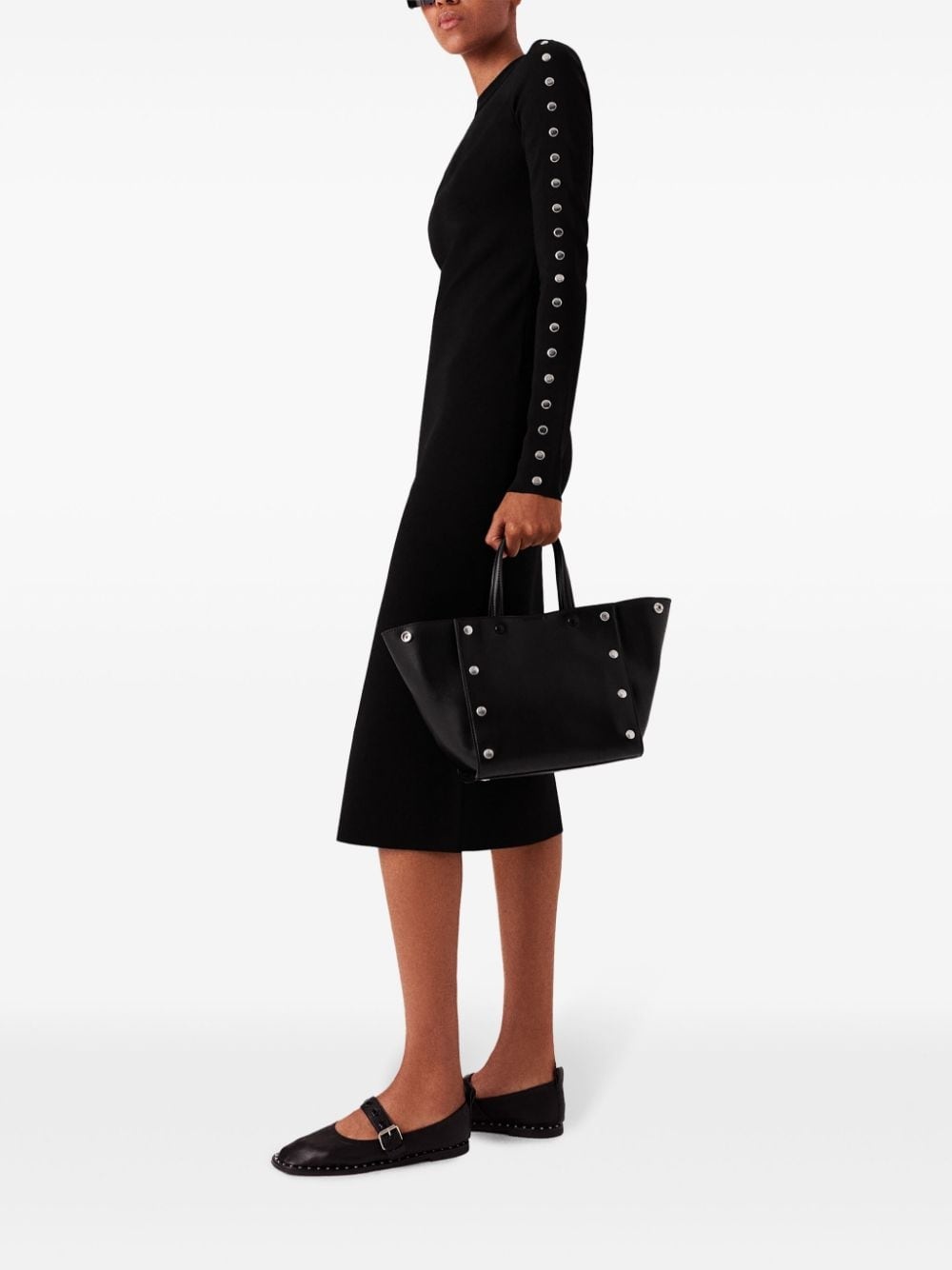 long-sleeve leg-slit dress - 3