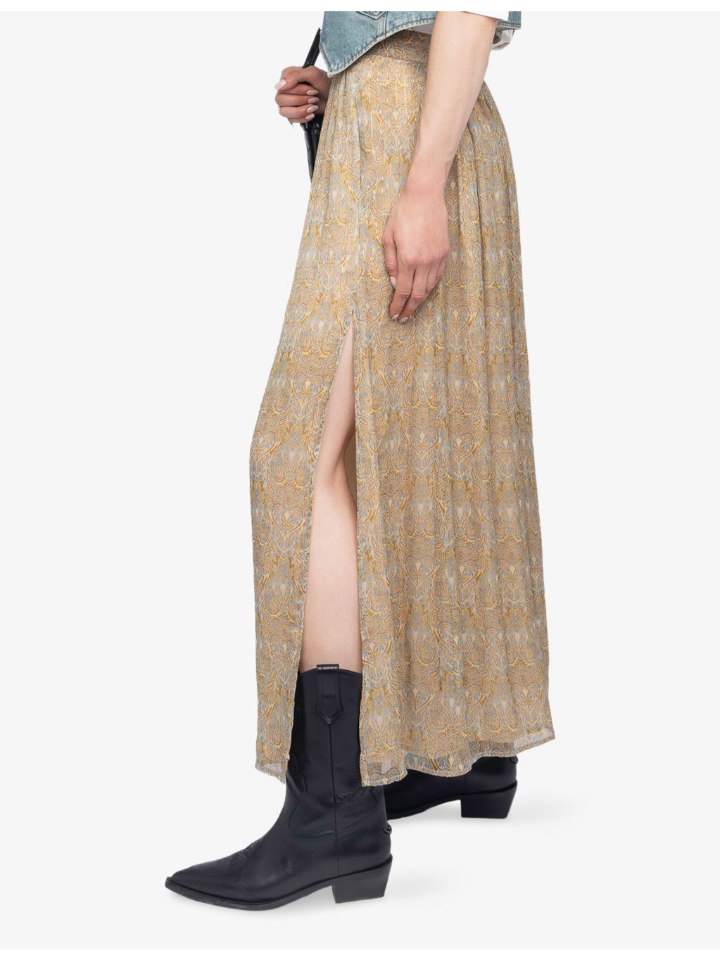 Jady Metallic-Stripe Chiffon Maxi Skirt - 3