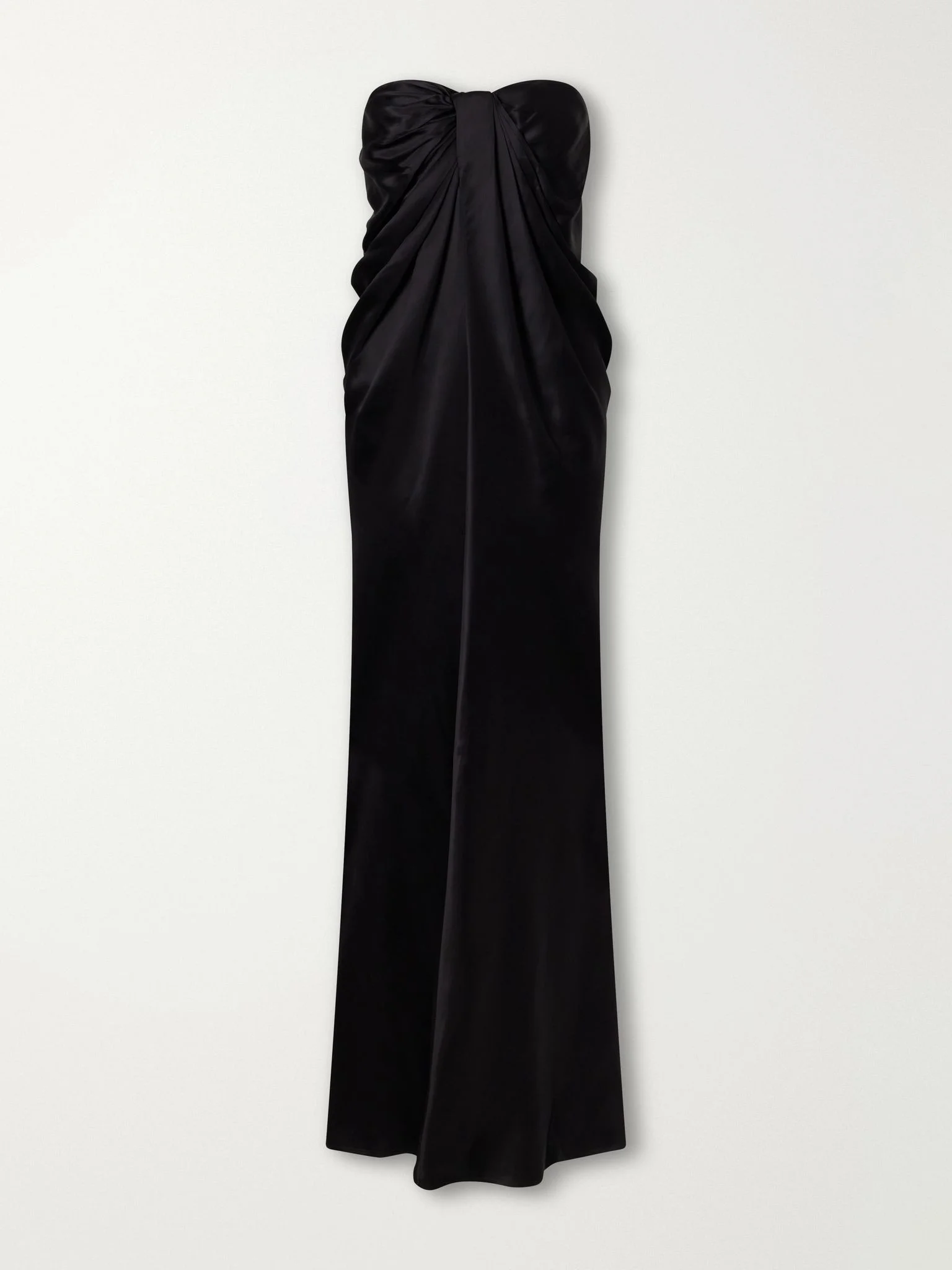 Zenaida strapless draped satin gown Black - 1