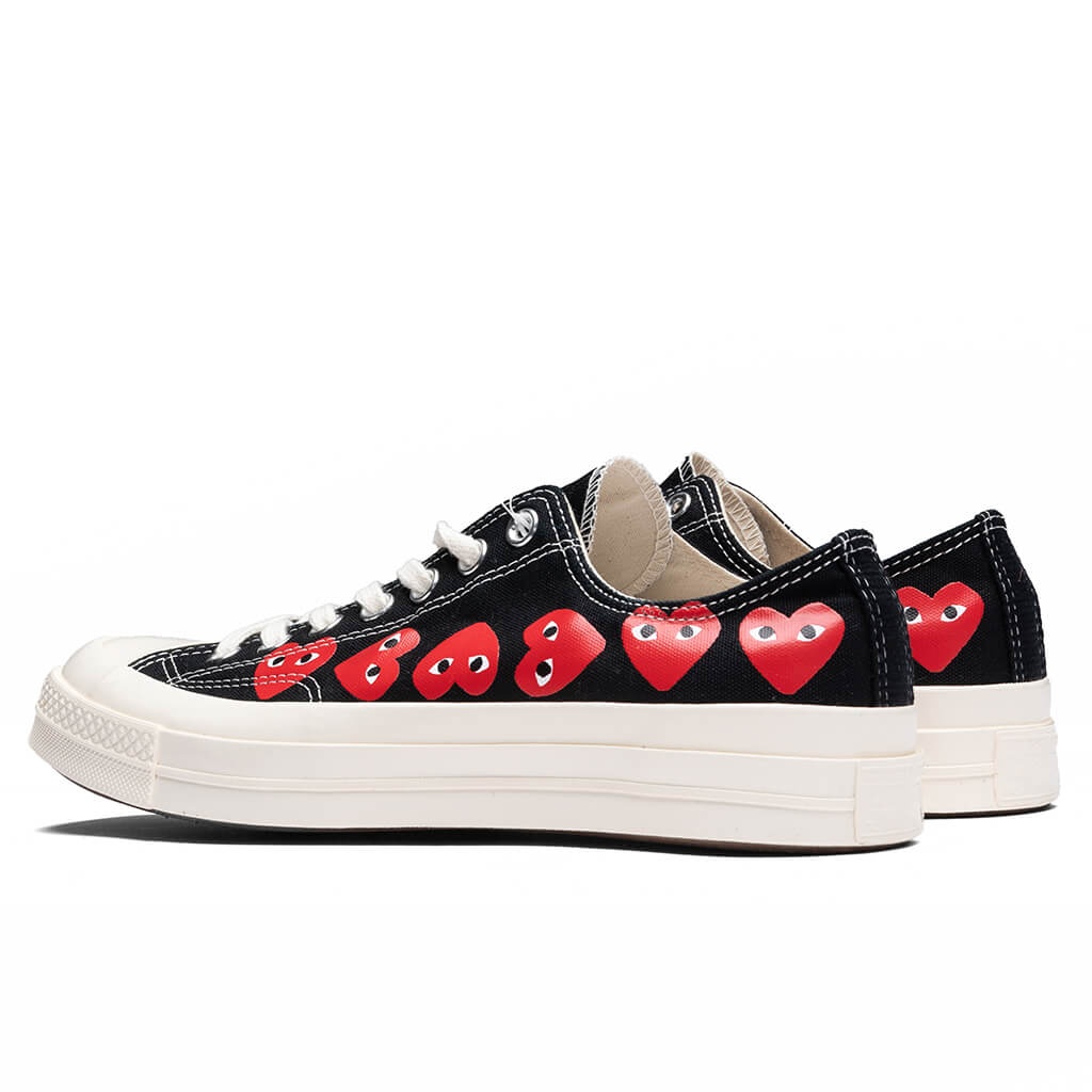 CONVERSE X COMME DES GARCONS PLAY ALL STAR CHUCK '70 OX MULTI HEART - BLACK/RED - 3