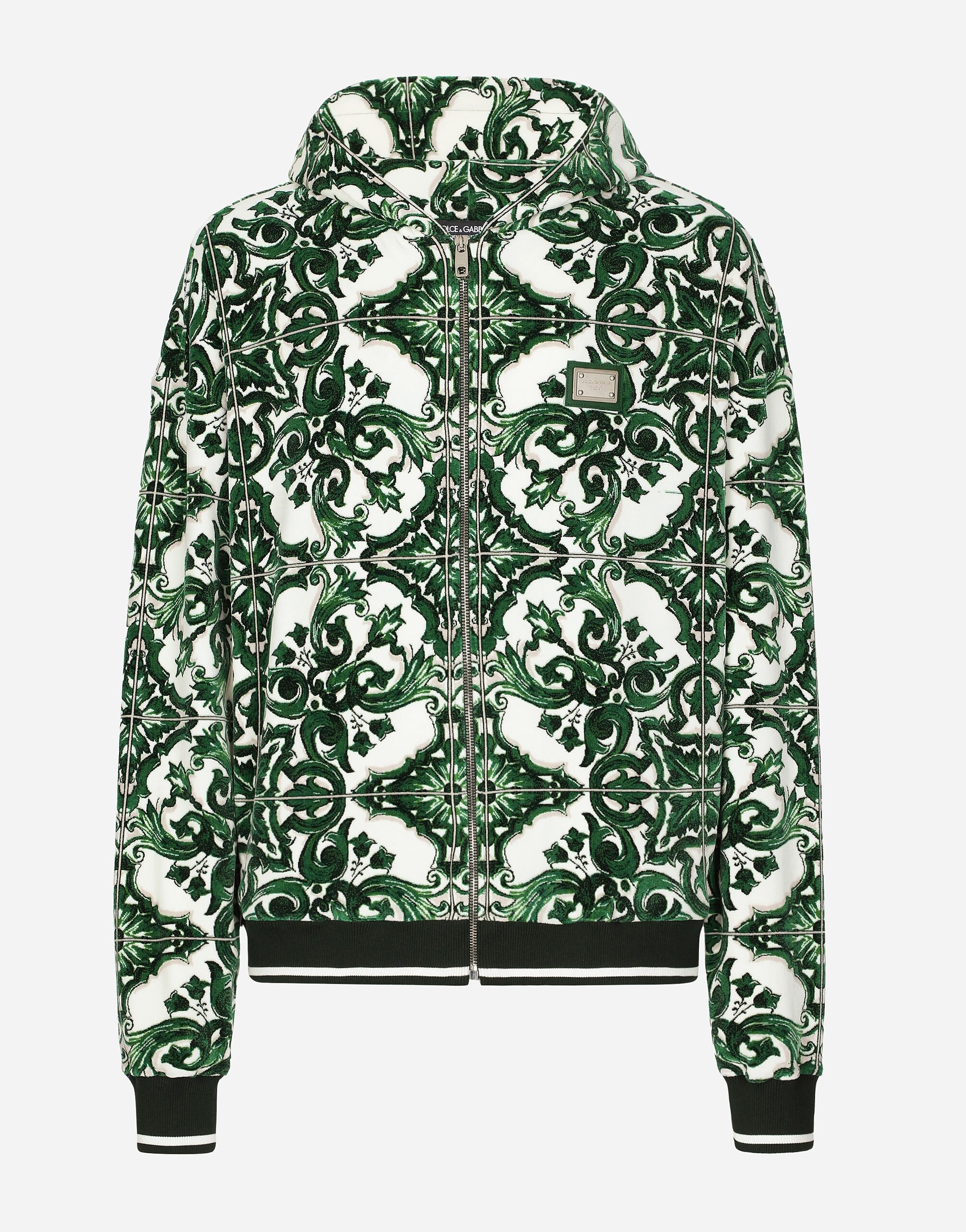 Zip-up hoodie with majolica print - 1