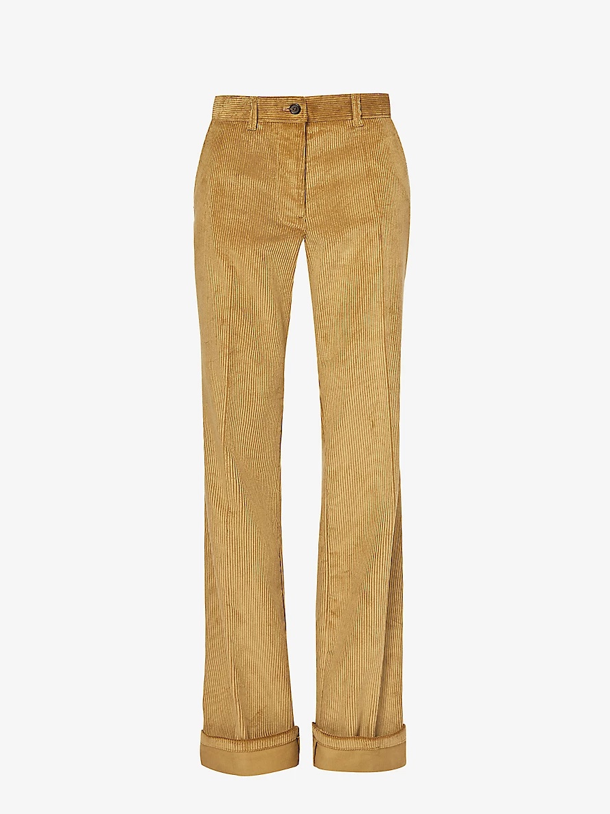 Flared-leg low-rise corduroy trousers - 1
