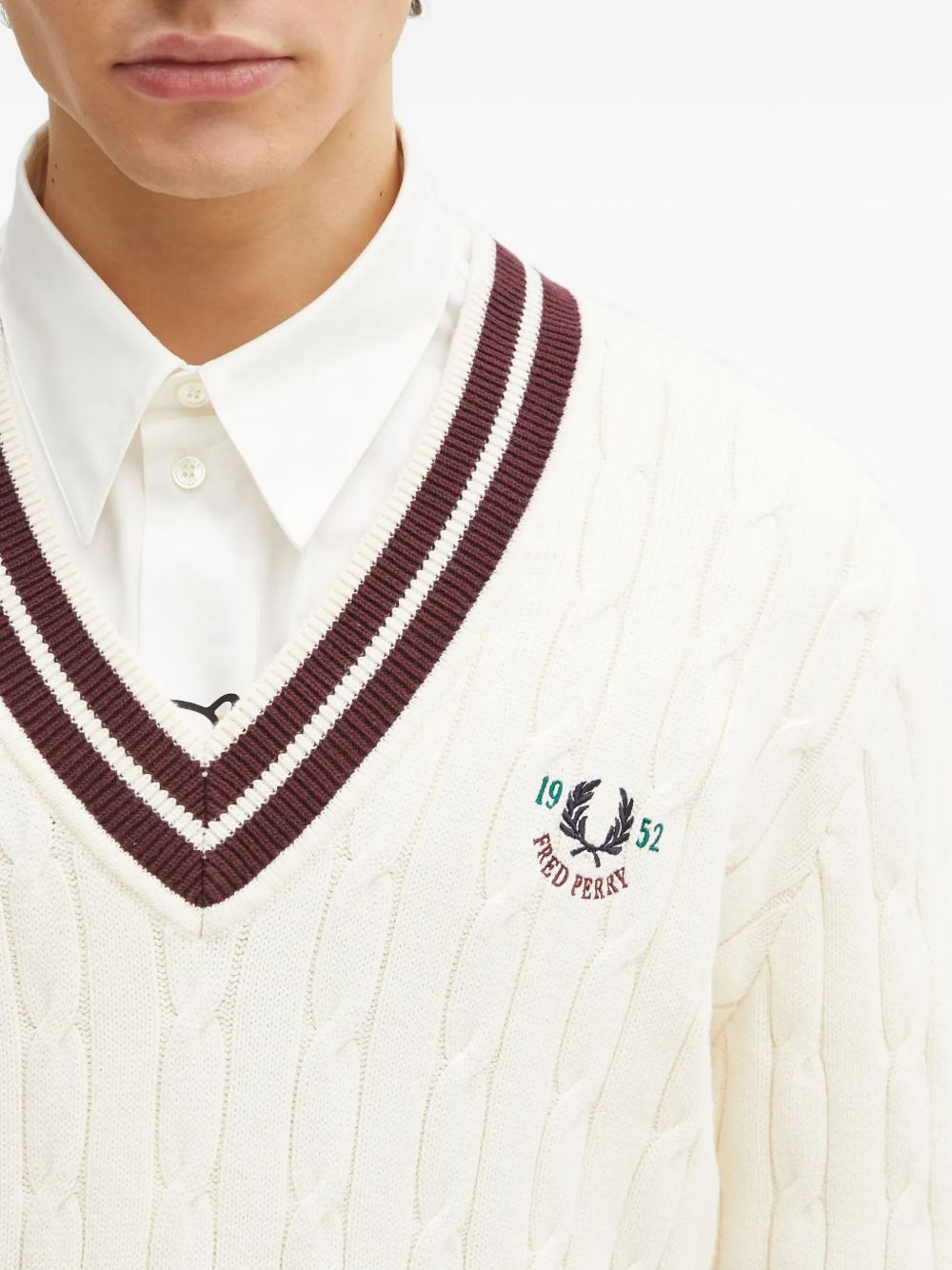 cable-knit V-neck sweater - 5
