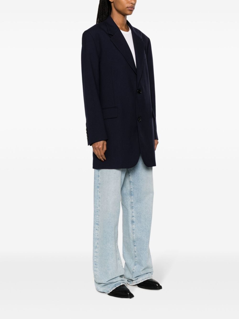 notched-lapels single-breasted blazer - 3
