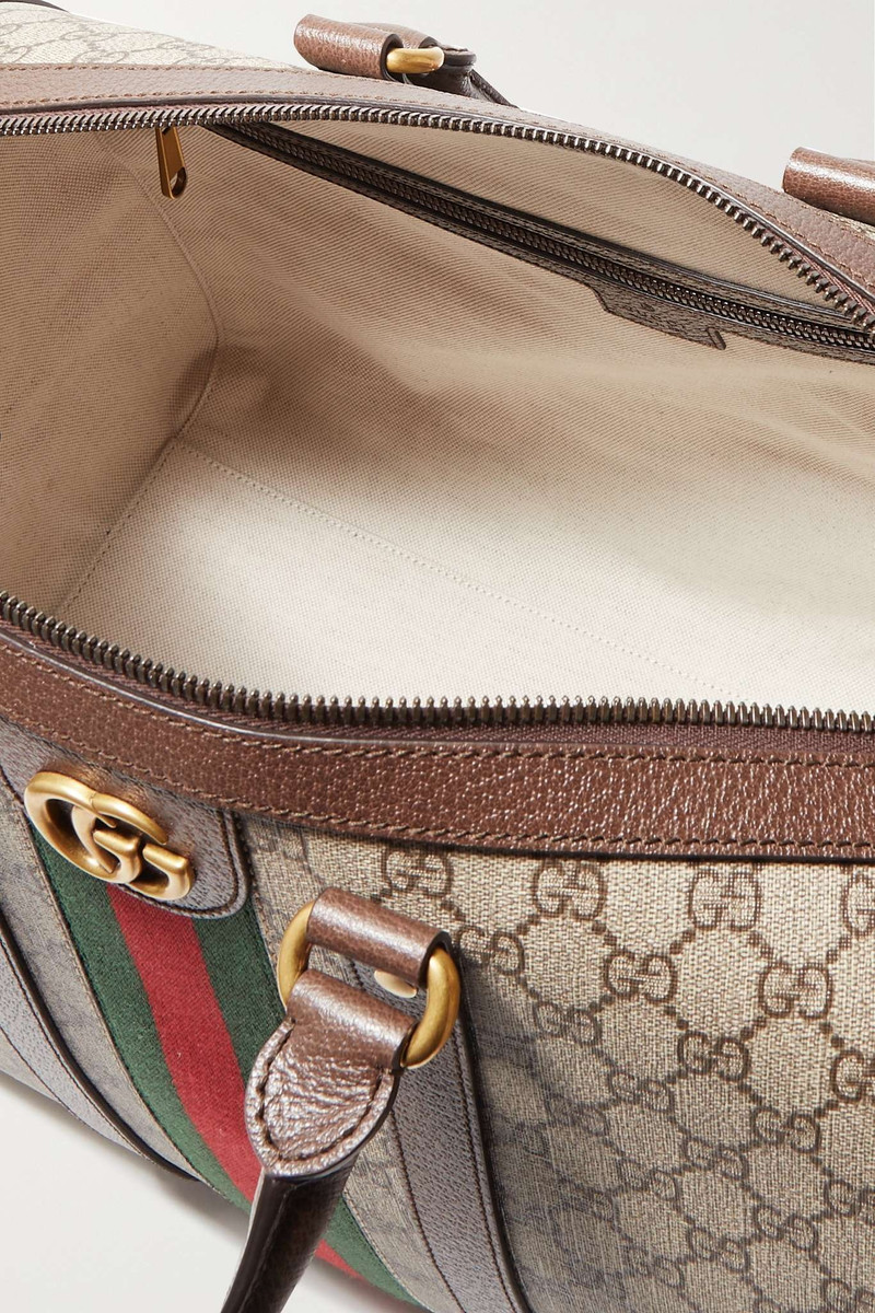 Ophidia leather-trimmed printed coated-canvas weekend bag 5