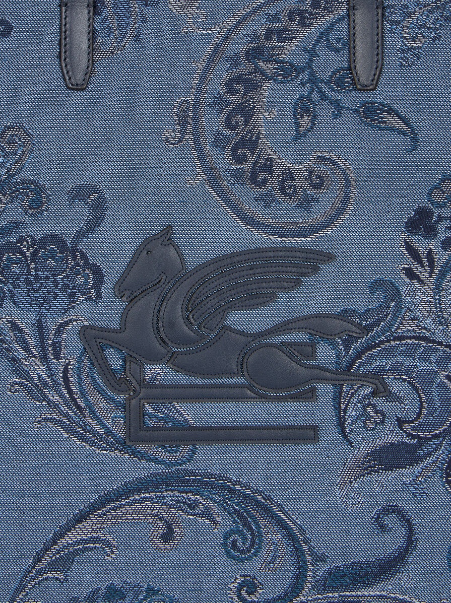 MEDIUM DENIM JACQUARD LOVE TROTTER BAG - 6