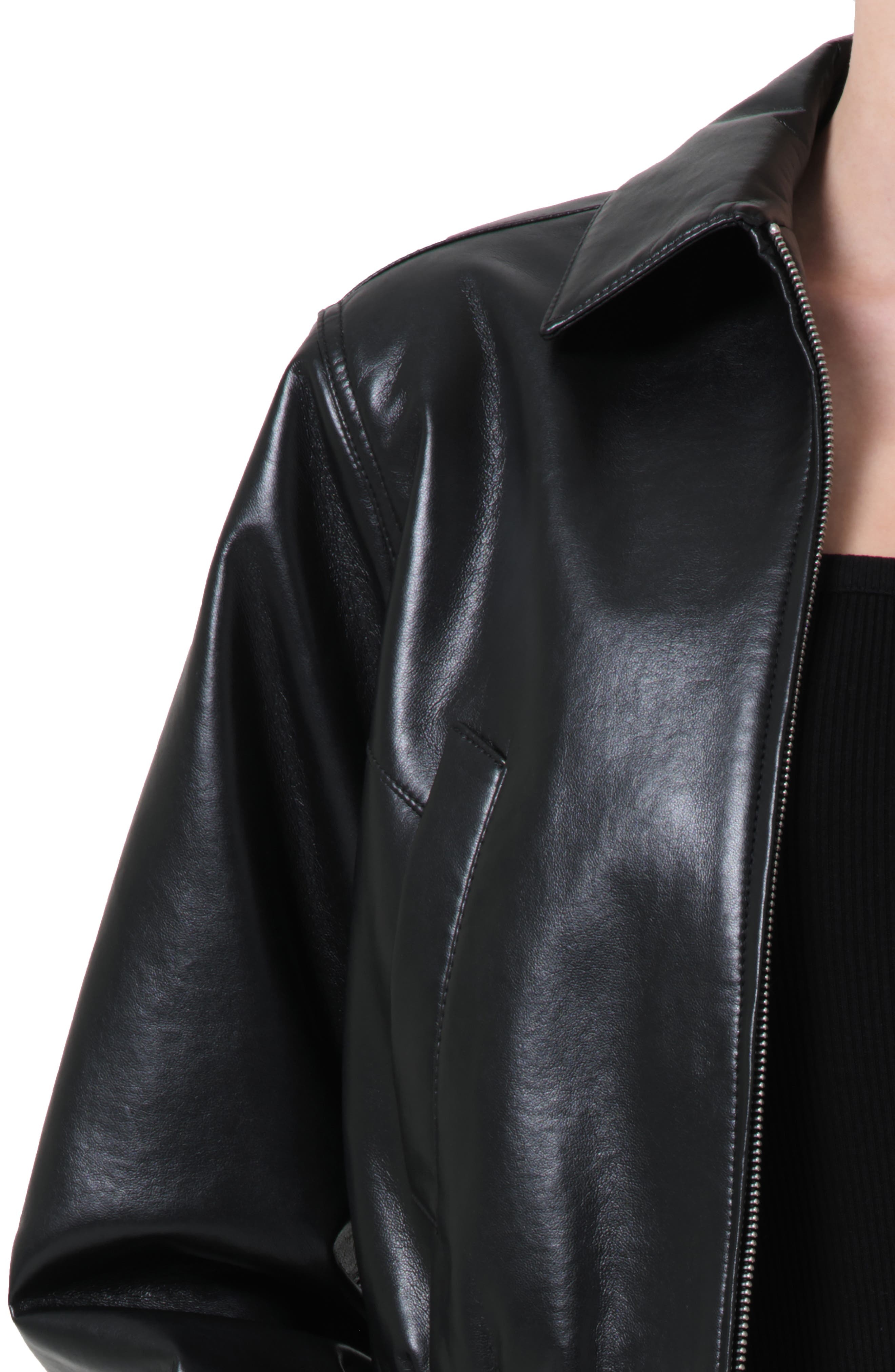 AGOLDE Essie Recycled Leather Crop Jacket in Black at Nordstrom - 4