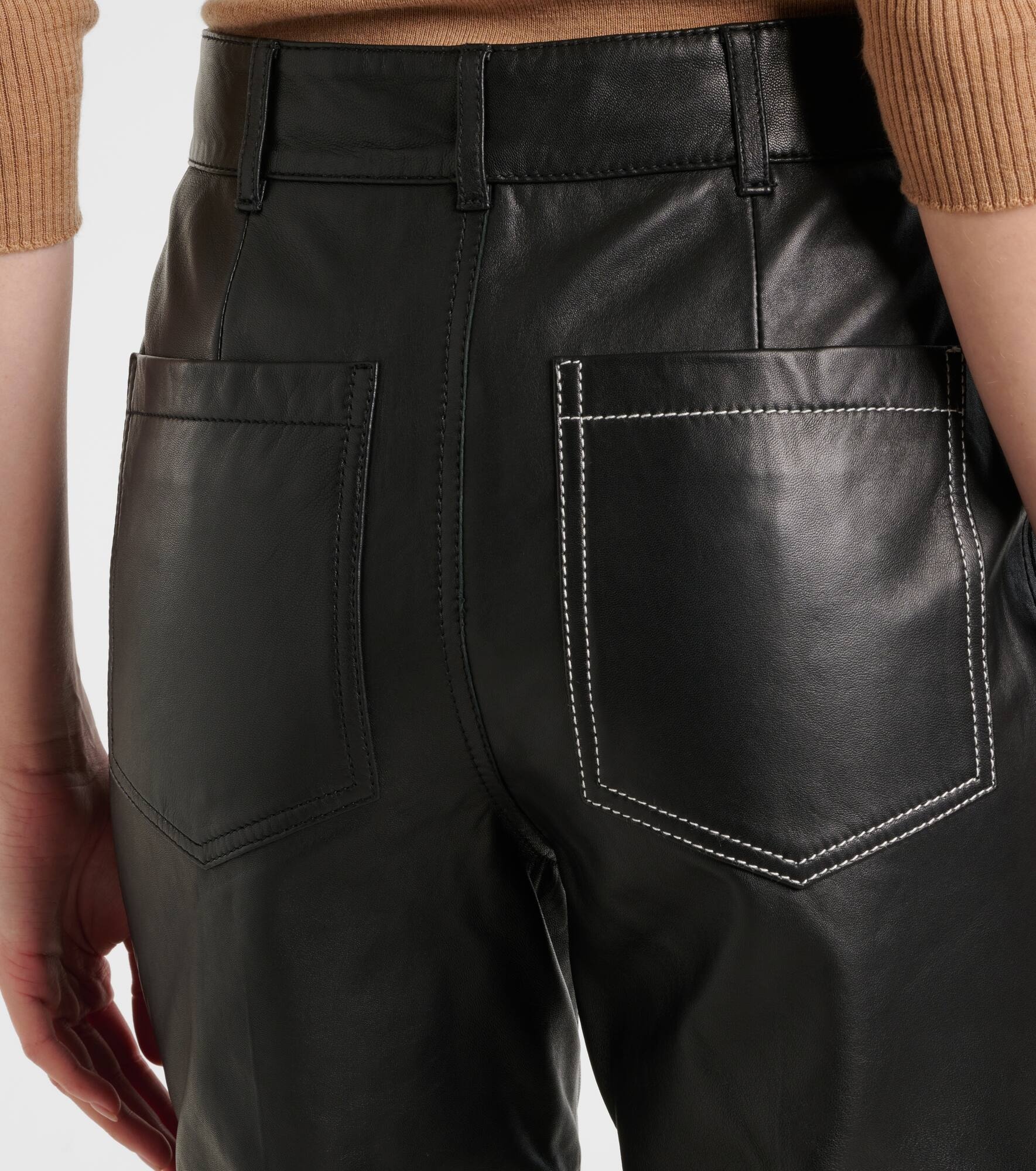 Alina high-rise leather bootcut pants - 6