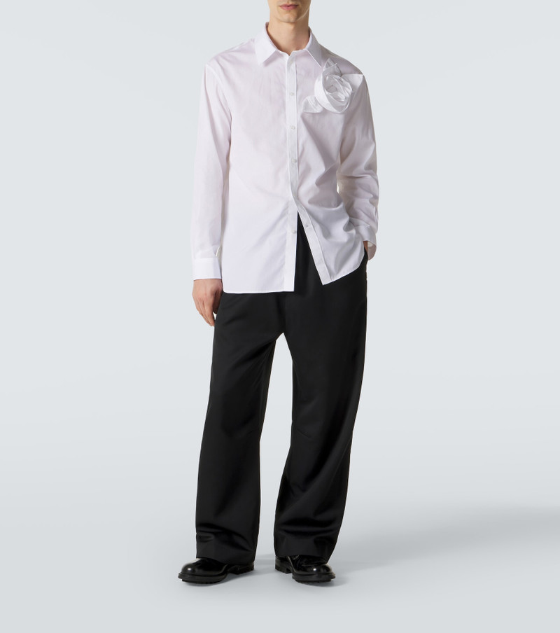 Simone Rocha Floral-appliqué cotton poplin shirt outlook