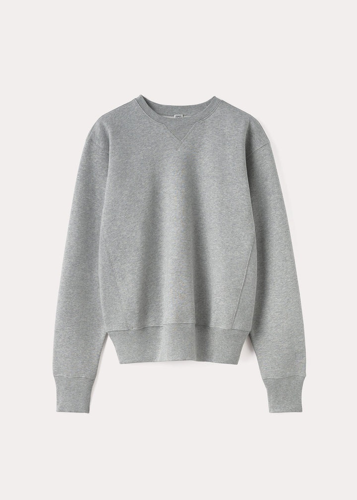 Crew-neck cotton sweatshirt grey melange - 1