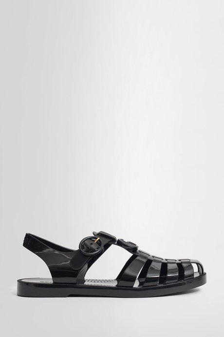 Gucci men's black rubber sandals with double g - 1