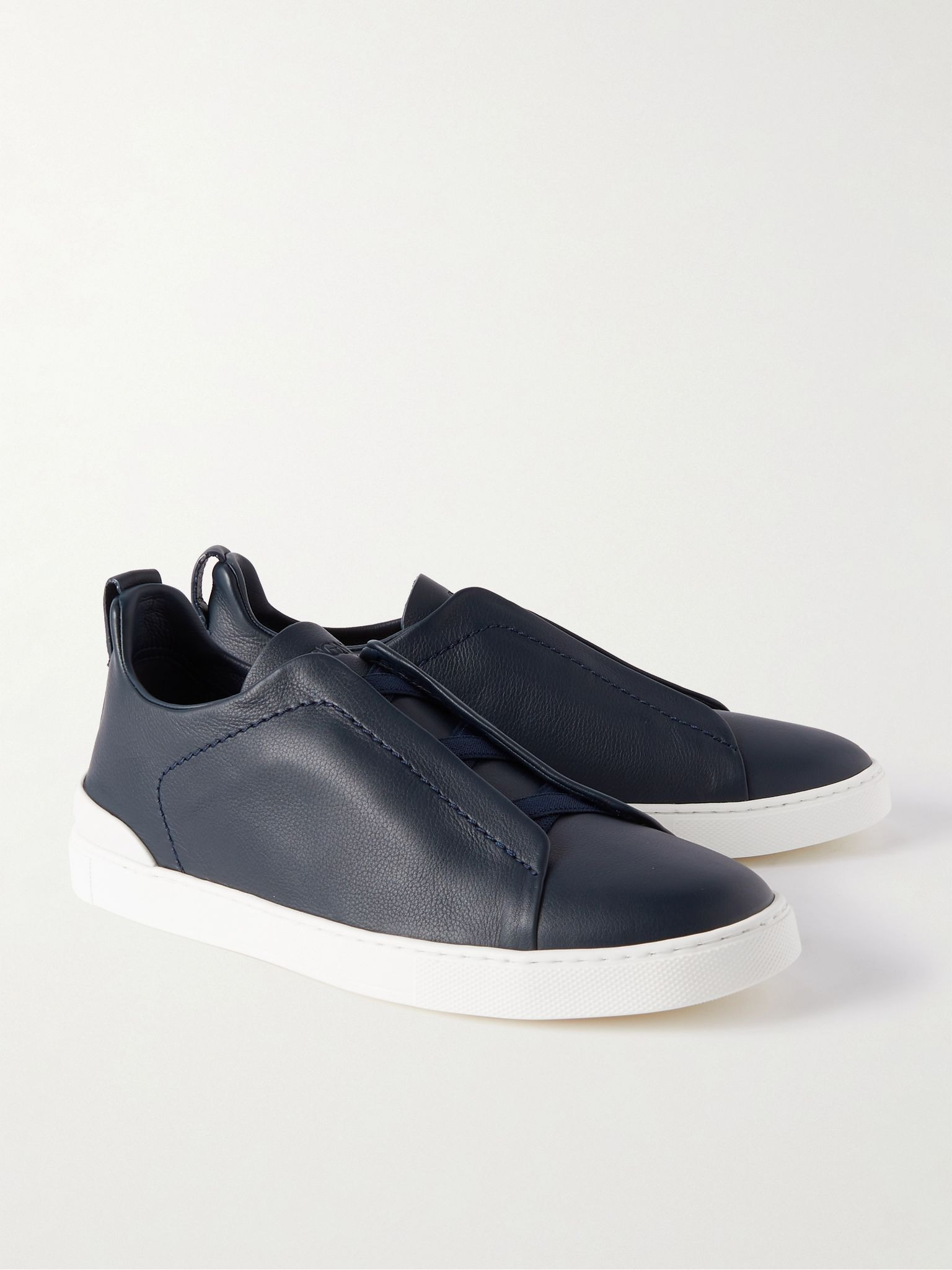 Triple Stitch™ SECONDSKIN Full-Grain Leather Sneakers Navy - 4