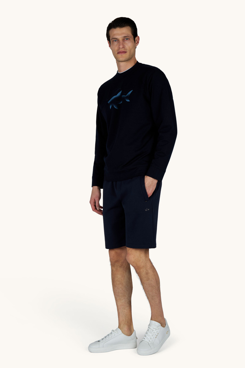 Paul & Shark SWEATSHIRT IN ACTIVE FLEECE COTTON WITH SHARK PRINT outlook