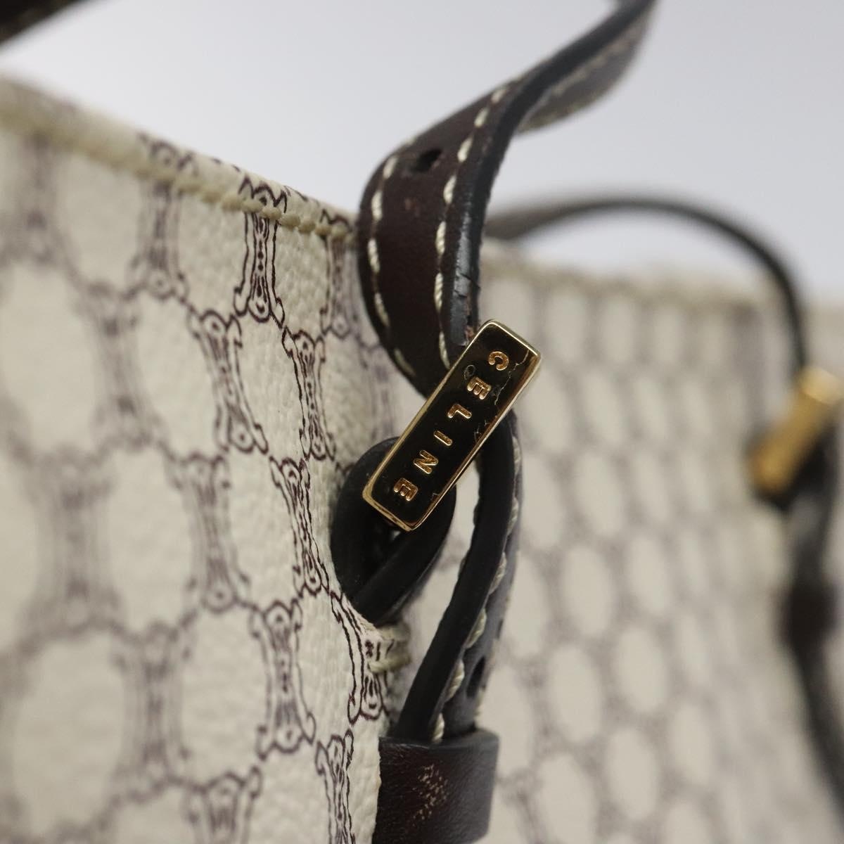 CELINE Macadam Canvas Tote Bag Pvc Leather Gold White - 10