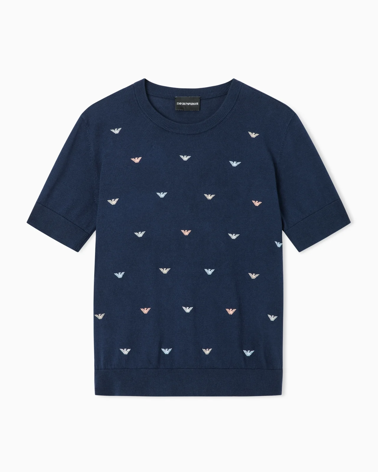 SHAVED COTTON SWEATER WITH ALLOVER EMBROIDERY - 1