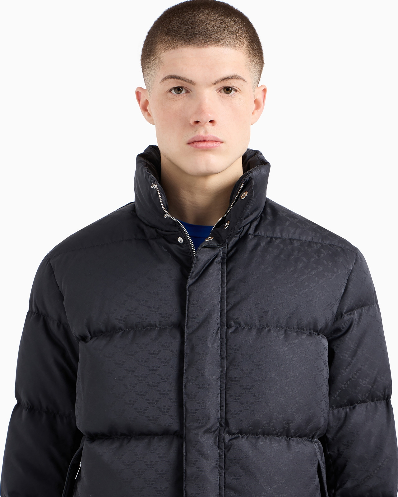 Quilted puffer jacket with all-over jacquard eagle - 5