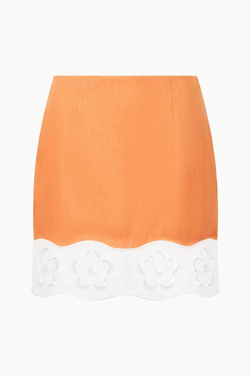 STAUD MARGAUX LINEN SKIRT APRICOT WHITE - 1