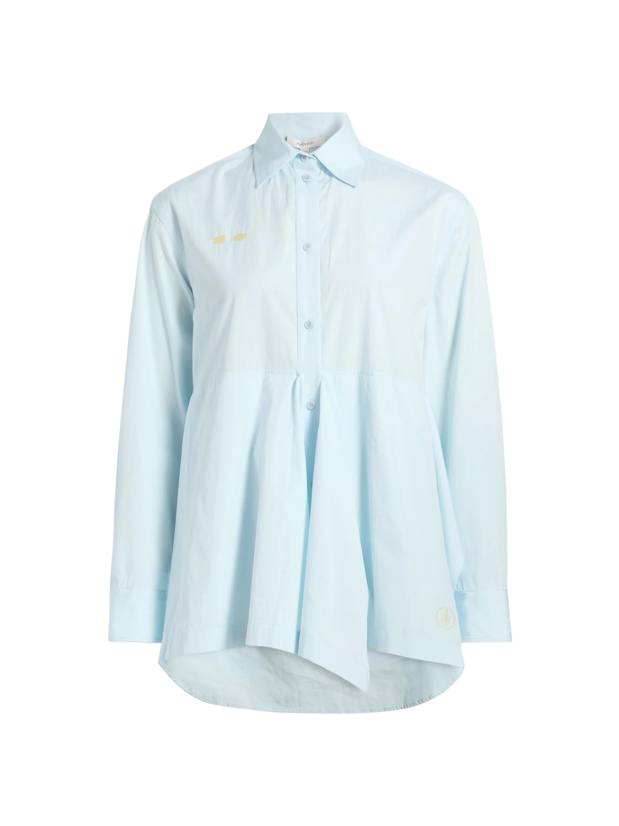 Women's Draped Cotton Peplum Shirt - Pale Blue - 1