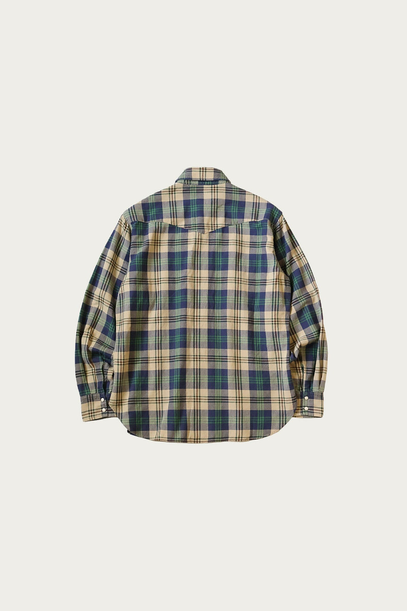 Kapital Columbia-Check HUSKY Western Shirt - Green outlook
