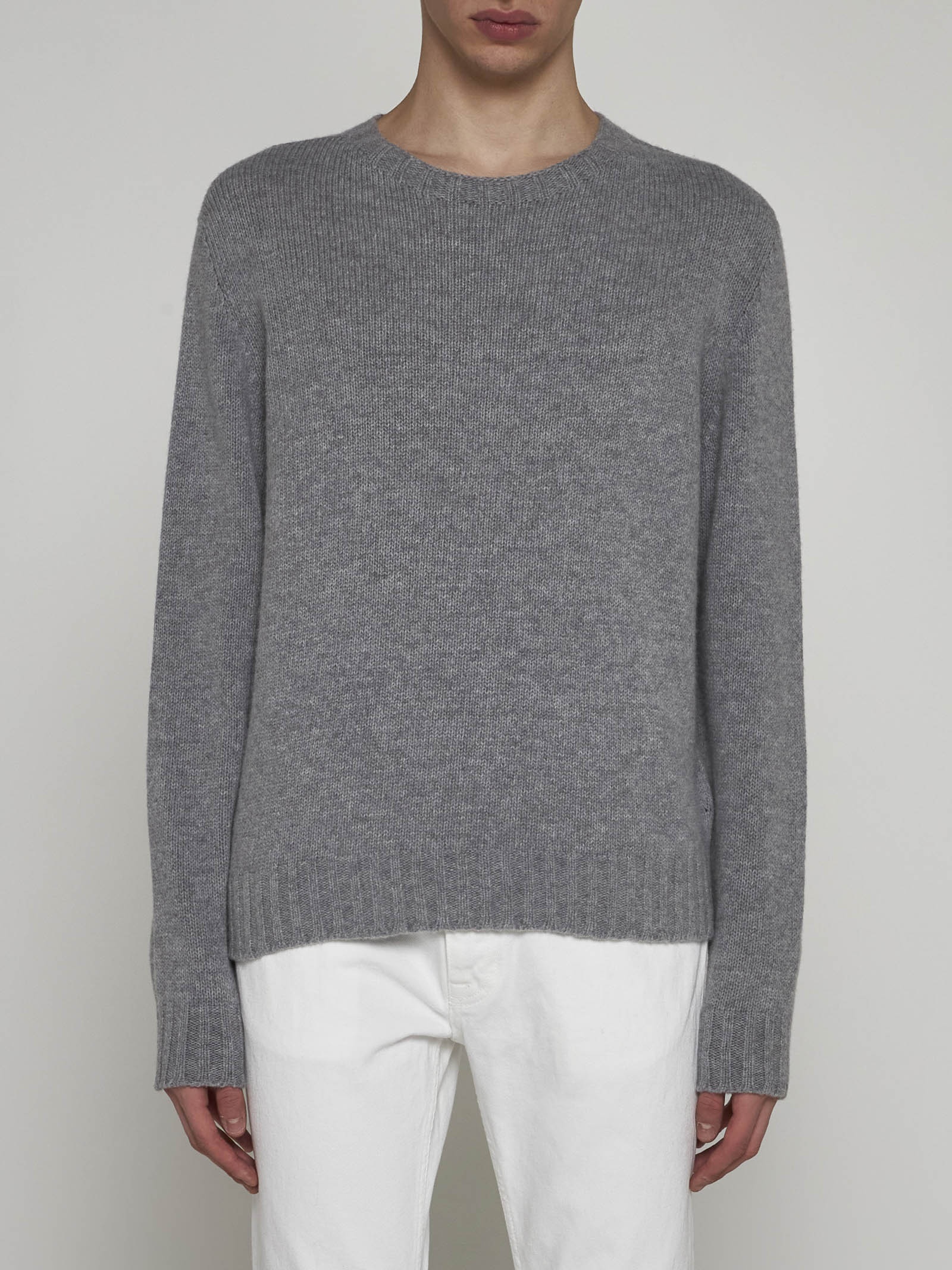 Curved logo wool-blend sweater - 3