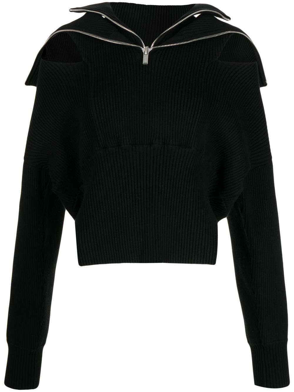 ribbed-knit zip-detail jumper - 1