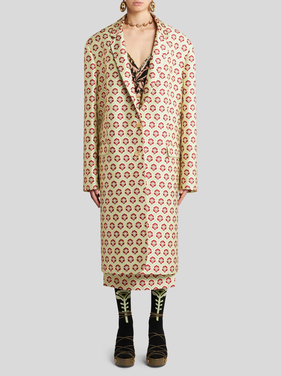 SHINY JACQUARD DUSTER COAT - 4