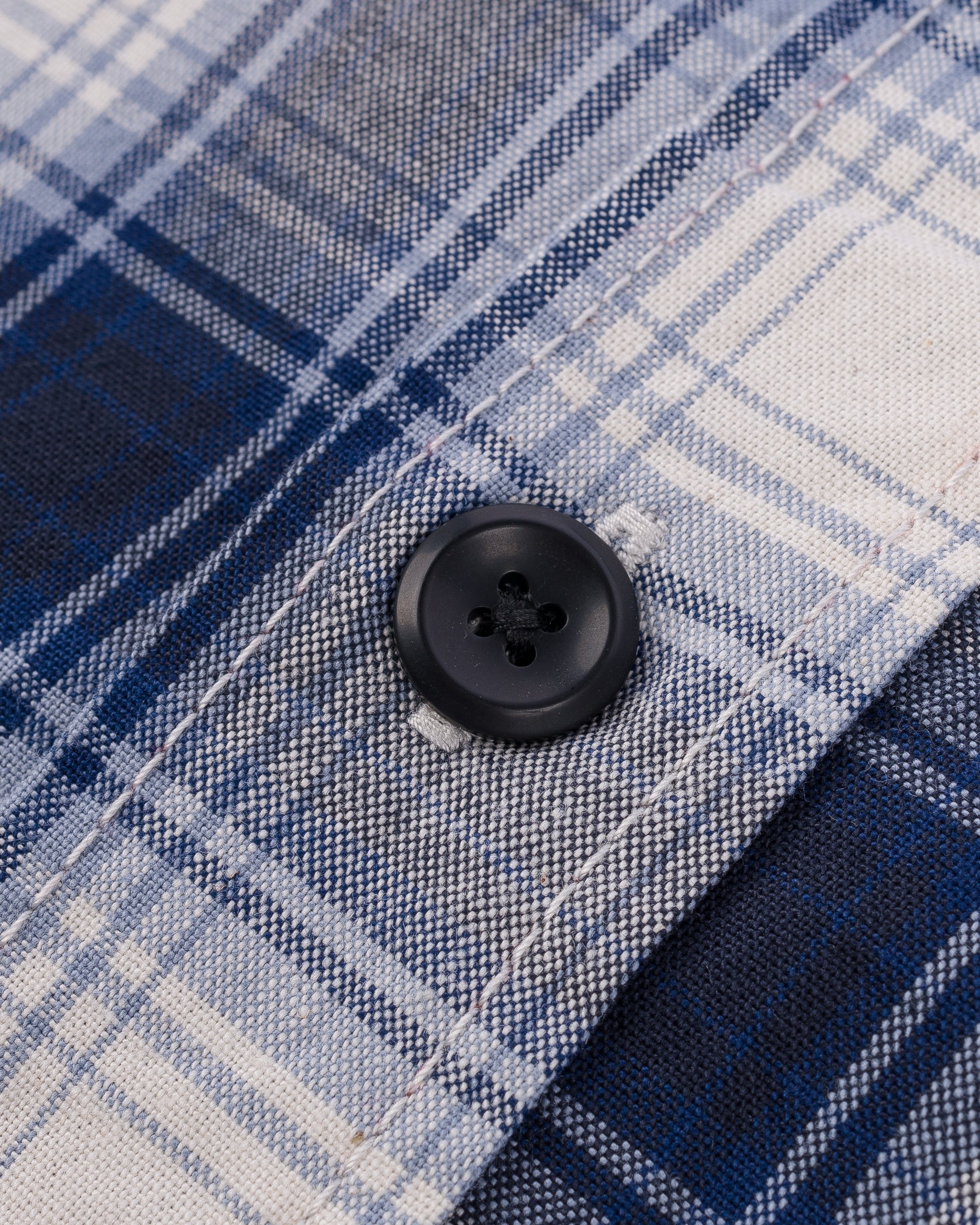 5OZ SELVEDGE SHORT SLEEVED MADRAS CHECK WORK SHIRT - BLUE - 10