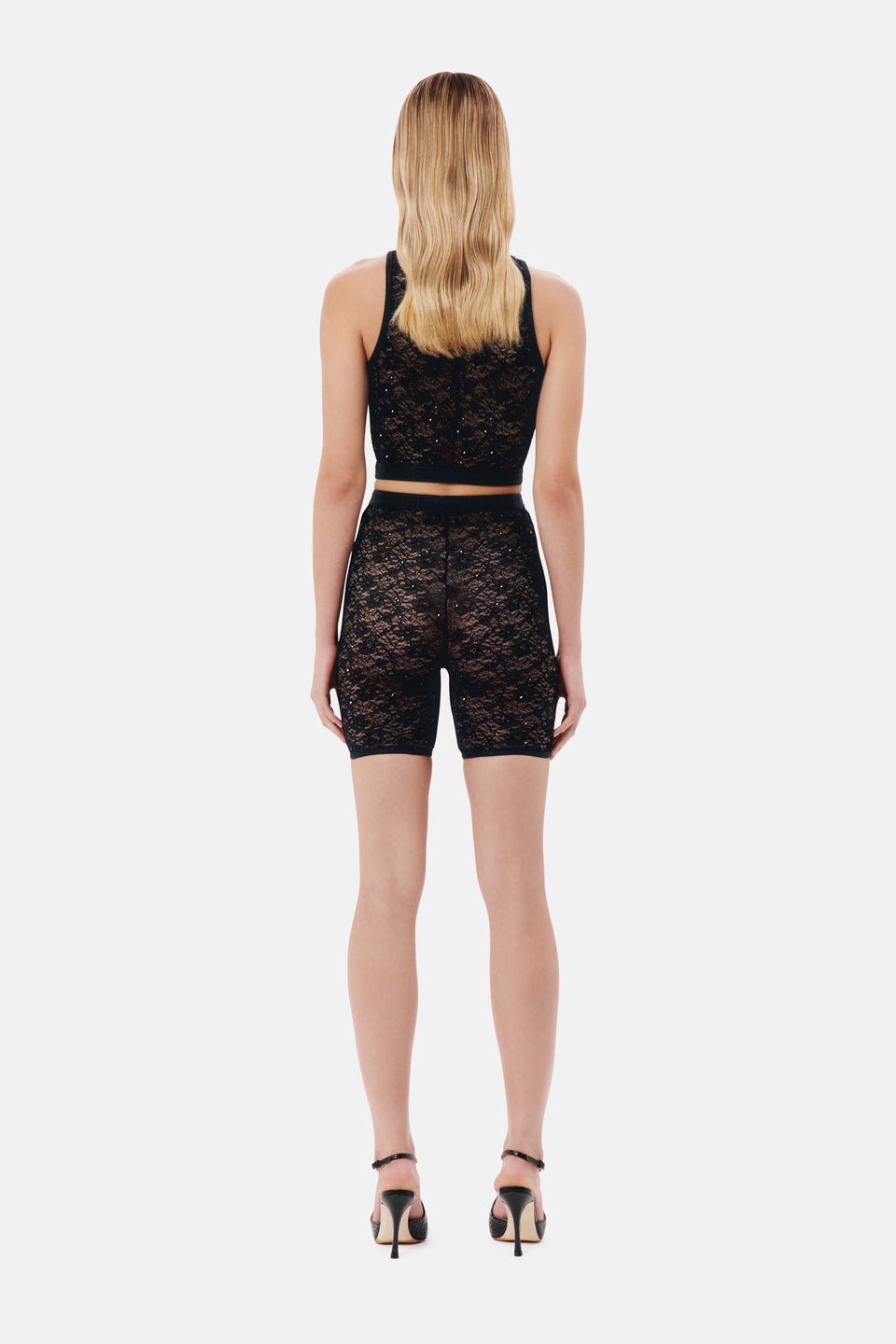 STRETCH LACE SLEEVELESS TOP WITH HOTFIX AND PATCH - 5
