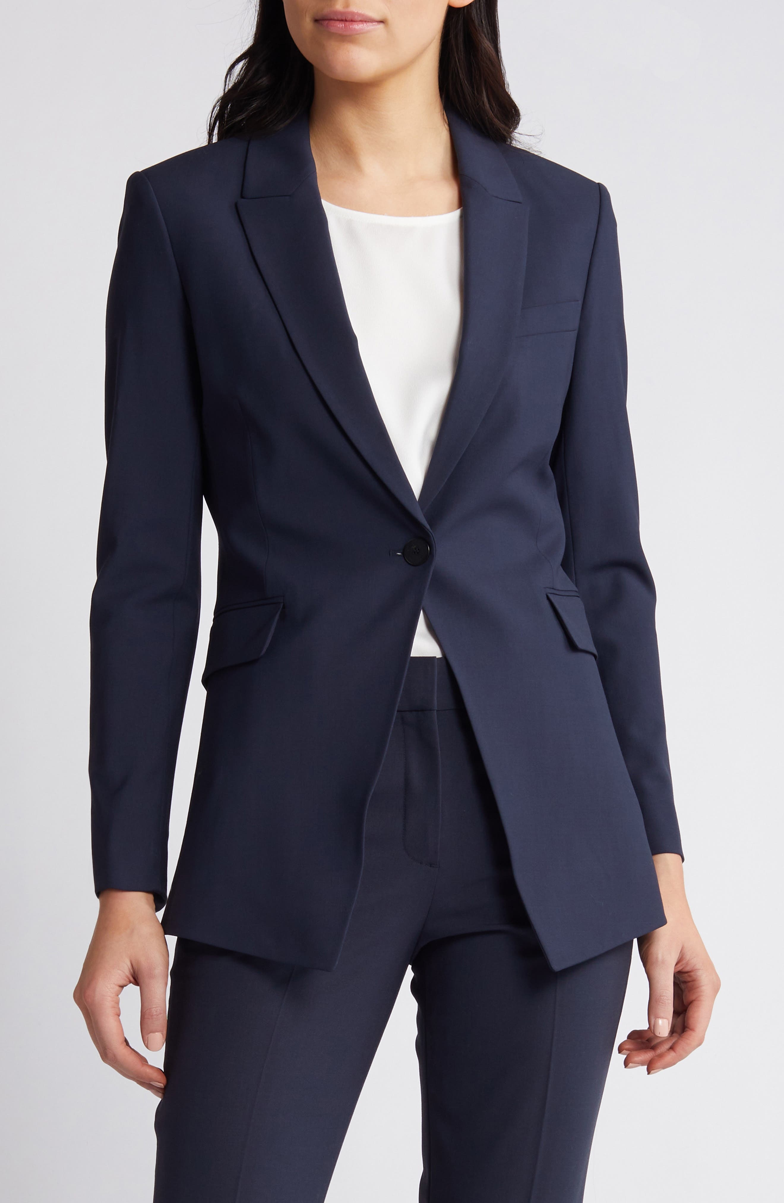 Theory Etiennette B Good Wool Suit Jacket in Nocturne Navy at Nordstrom - 4