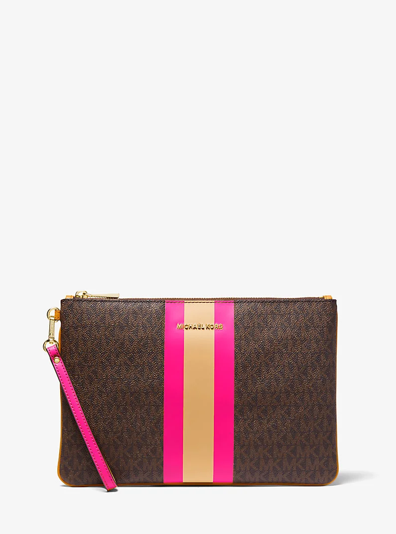 Large Logo Stripe Zip Pouch - 1