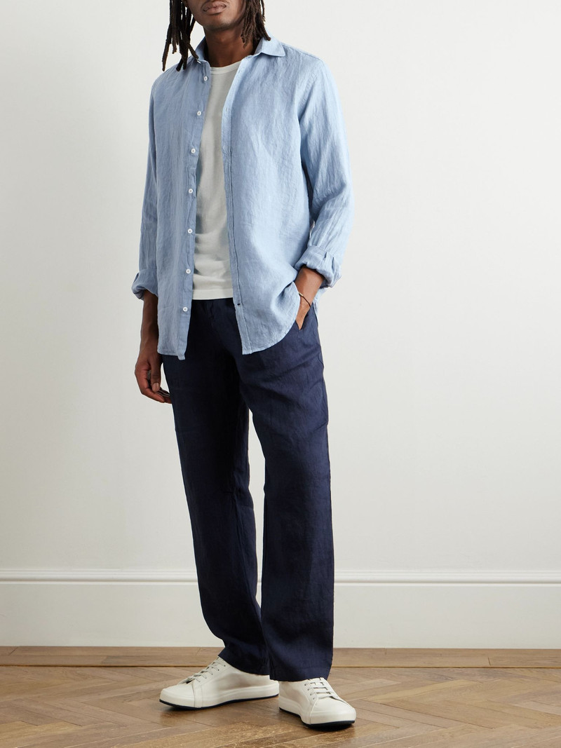 massimo alba Linen Shirt Blue outlook