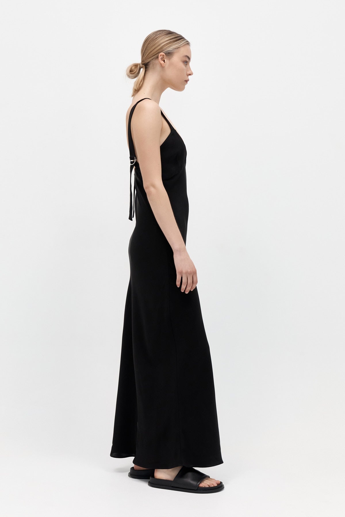 Ring Detail Maxi Dress - Black - 1