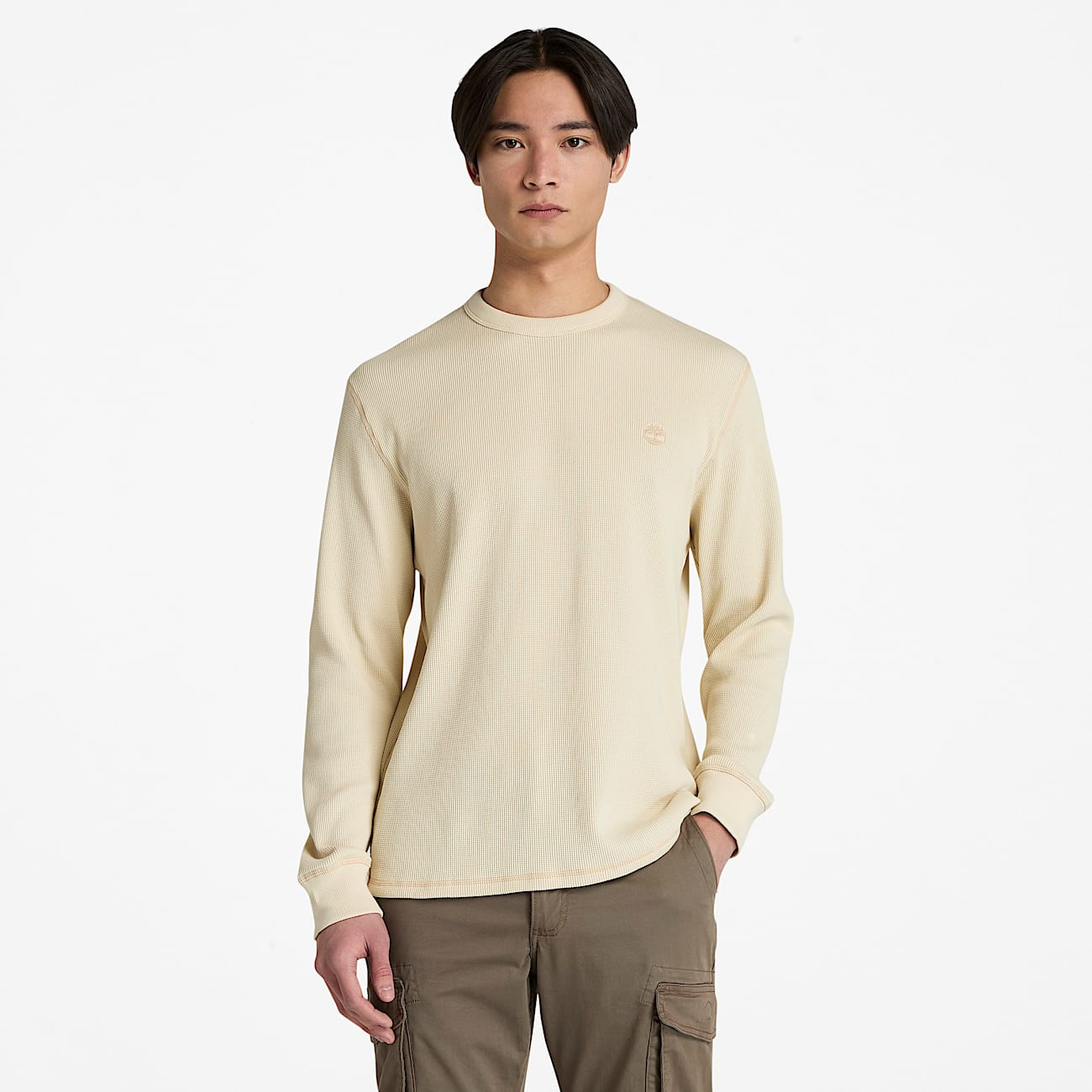 Men's Wharf River Waffle Long-Sleeve Polo Shirt - 2