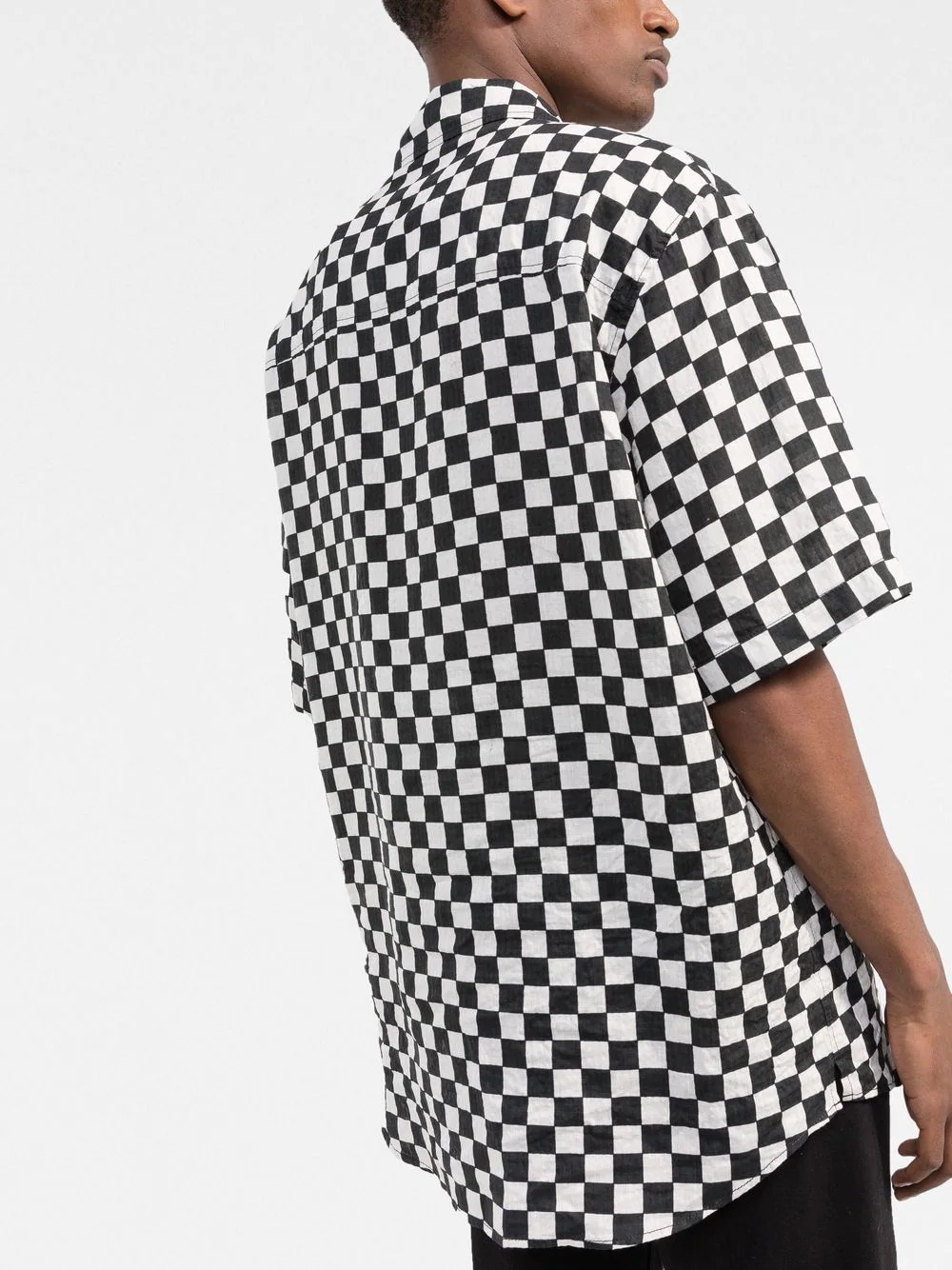 checkerboard linen-cotton shirt - 3