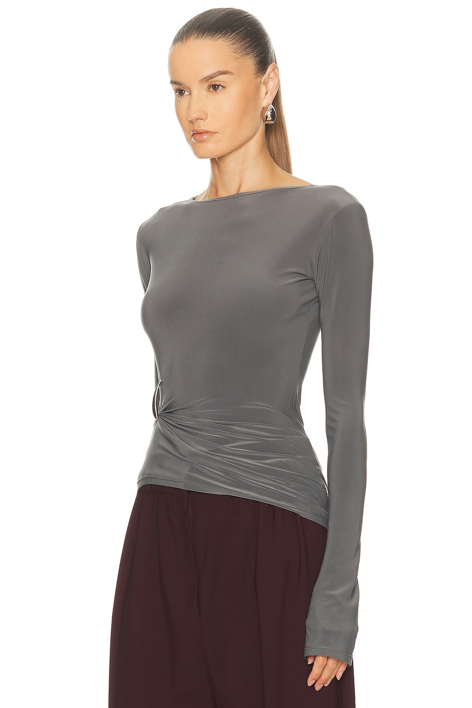 Claw Draped Long Sleeve Top - 3