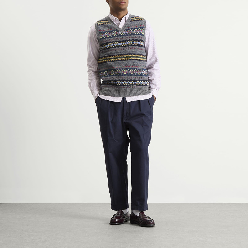 BEAMS PLUS 2개의 Pleat 능직물 Trouser 플러스 광속 outlook