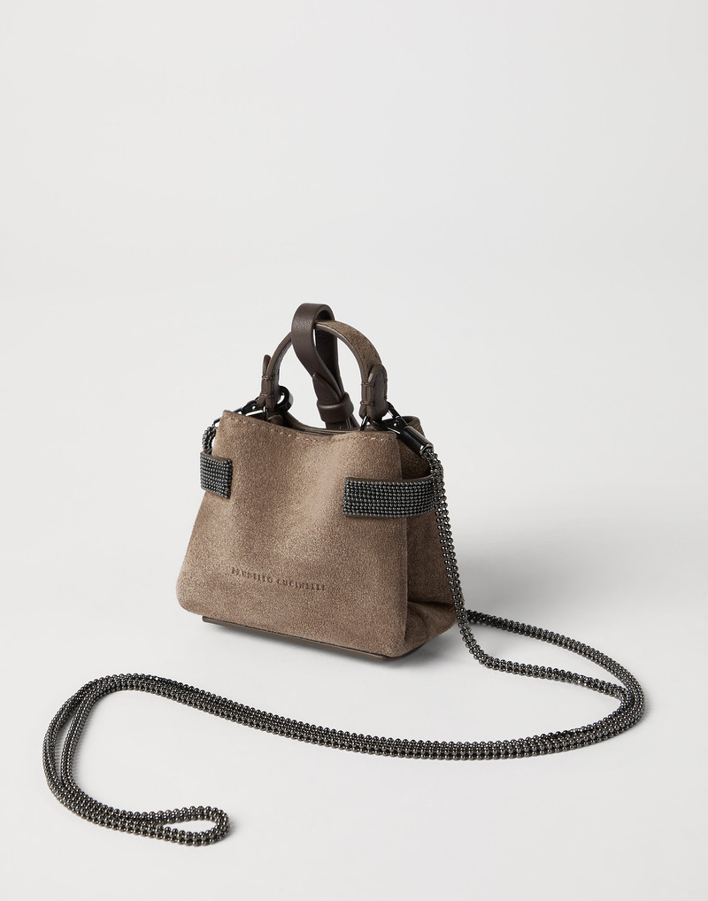 Essence precious micro top-handle bag in suede with precious chain 3