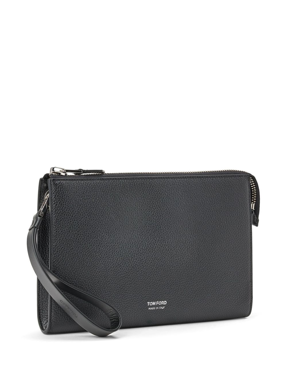pebbled-leather logo-print clutch - 3
