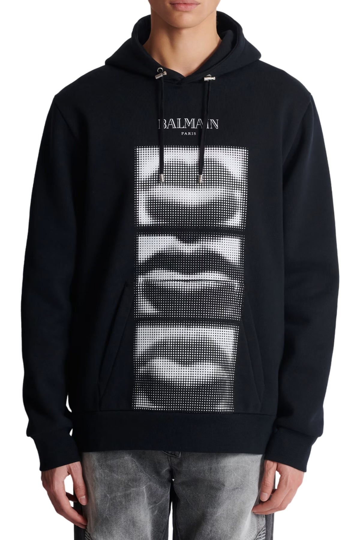 HOODIE WITH VINTAGE BALMAIN LIPS PRINT - 5