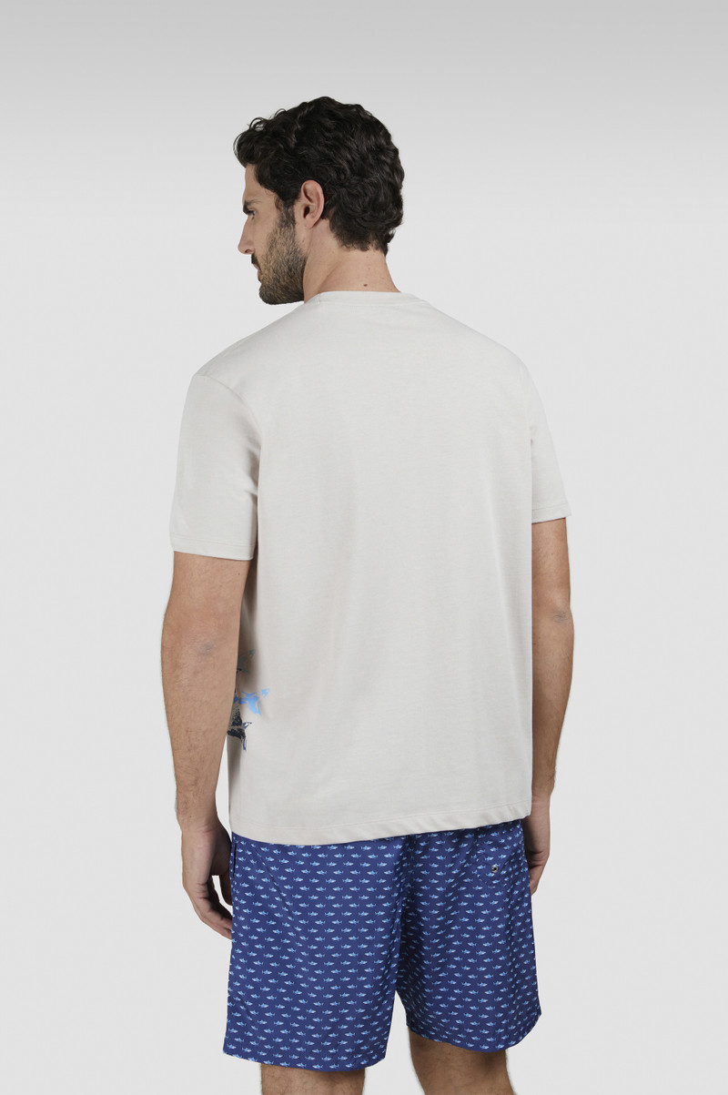 COTTON JERSEY T-SHIRT WITH DISTRESSED SHARKS PRINT 3