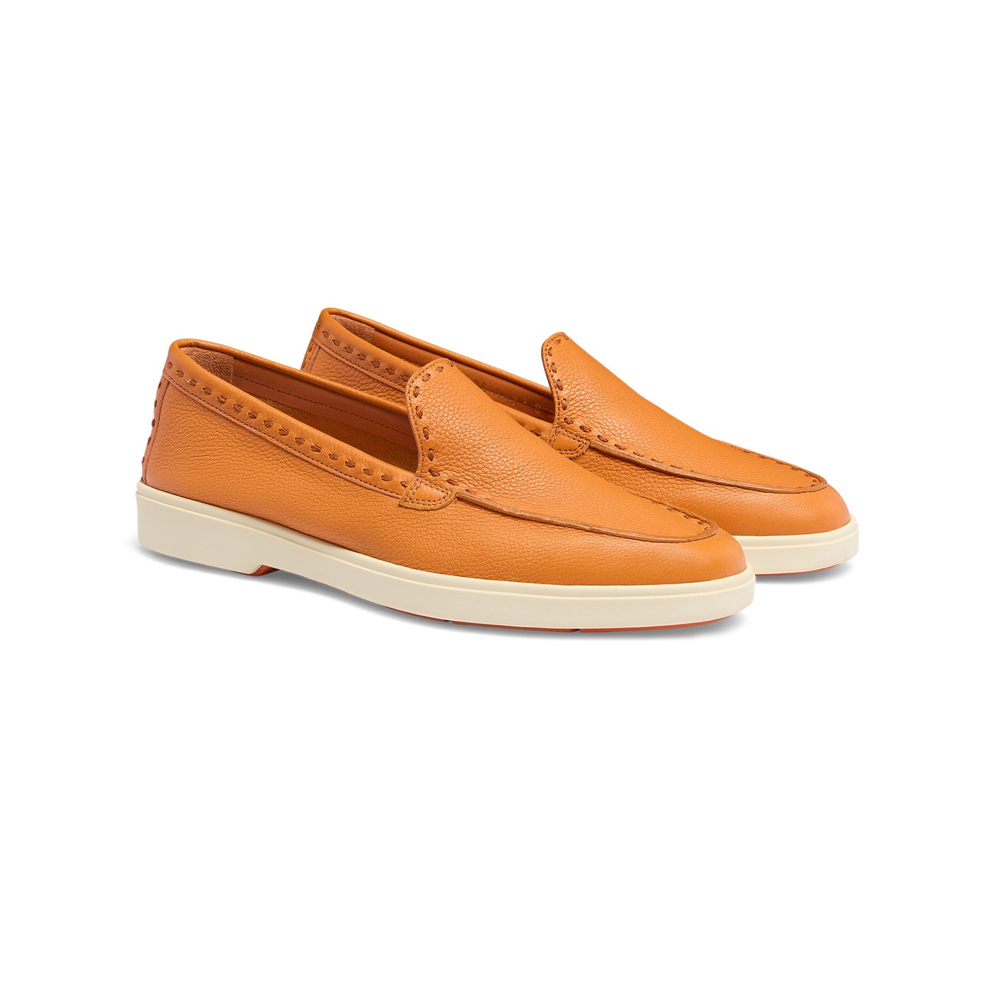 Women's orange tumbled leather loafer - 3