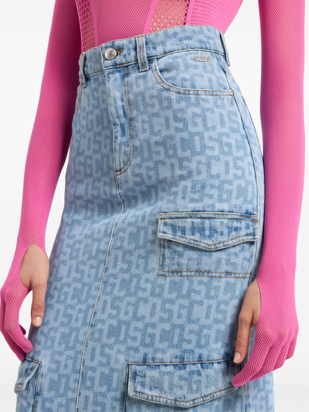 monogram denim skirt - 5