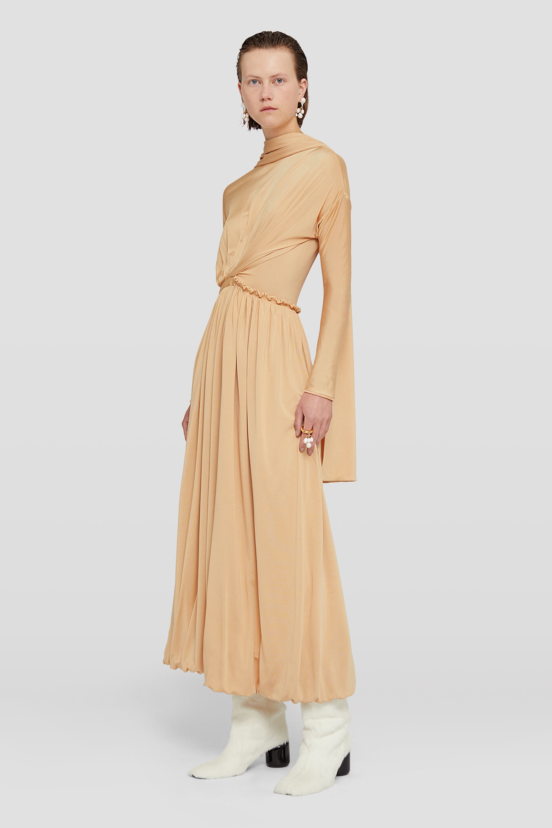 【送料&関税込】Jil Sander Draped Midi Dress Jil Sander Draped Dress | REVERSIBLE