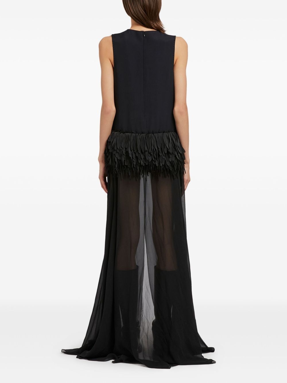 feather-embellished maxi dress - 3