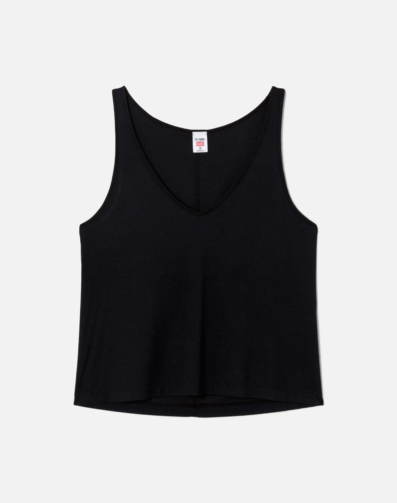 Hanes Slim V Neck Tank - Vintage Black 1