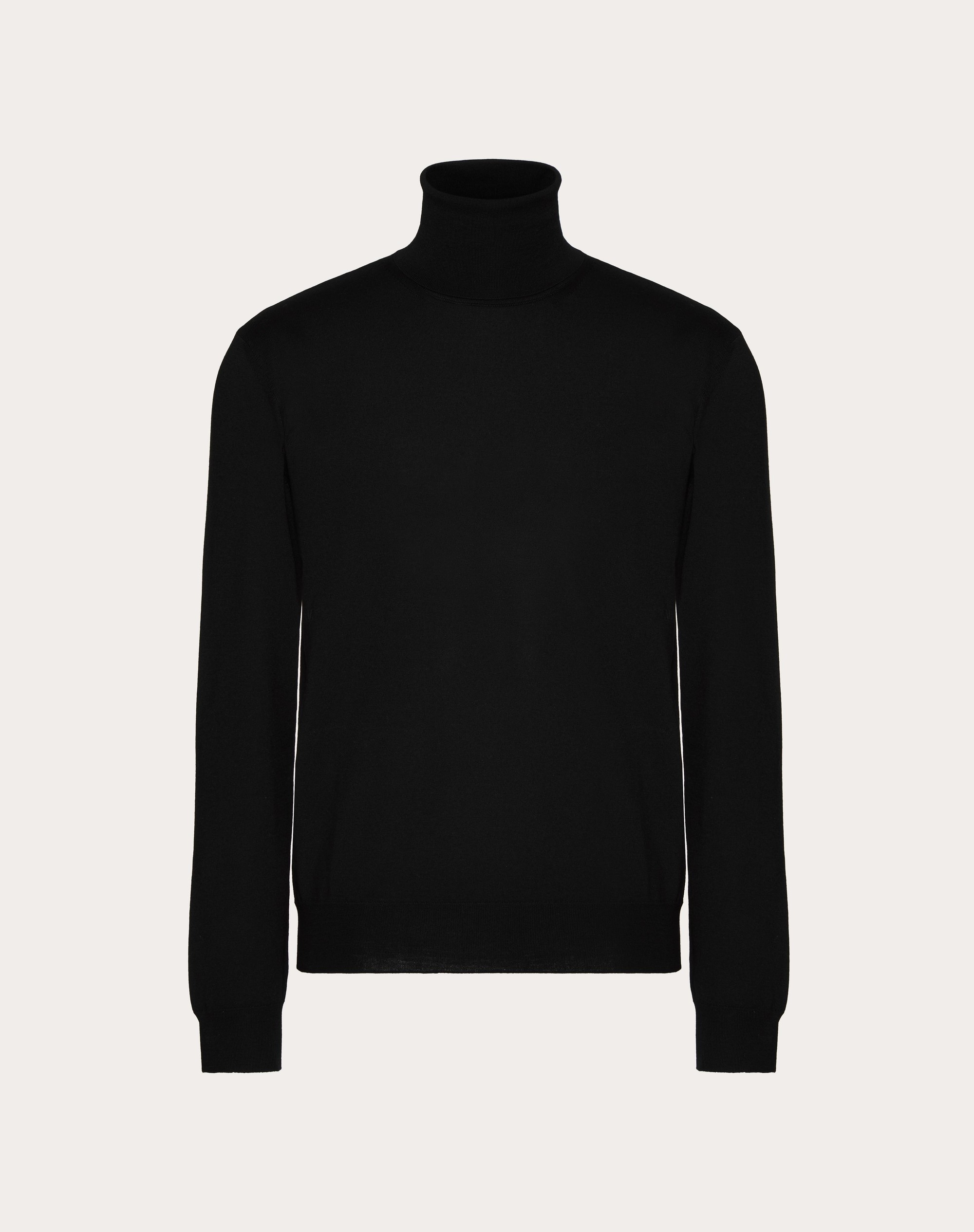 HIGH-NECK WOOL SWEATER WITH VLOGO SIGNATURE EMBROIDERY - 1