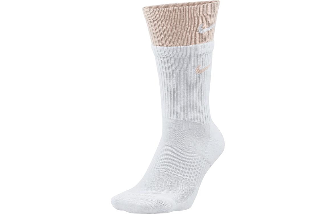 Nike Everyday Plus Cushioned Double Layer Splicing Training Sports Socks Unisex 2 Pairs Pink White D - 2